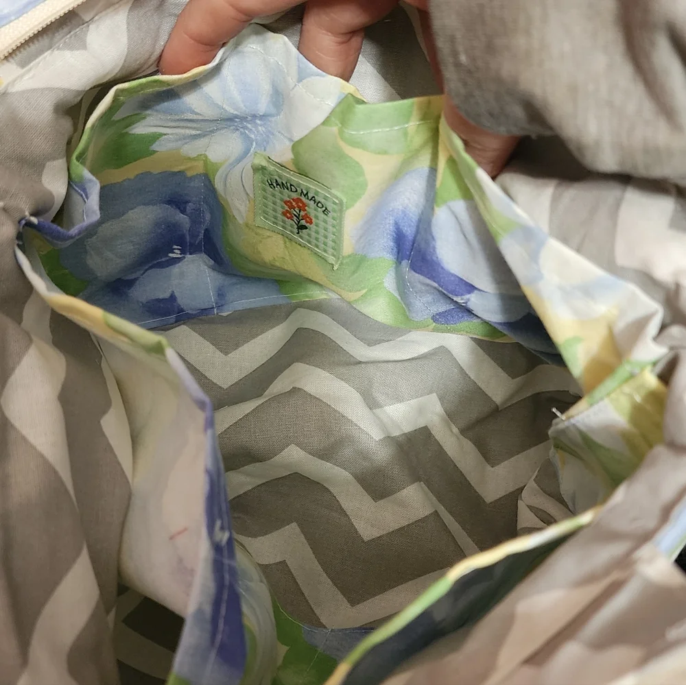 Floral Tote Bag - Blue and Green - Picture 6 of 6